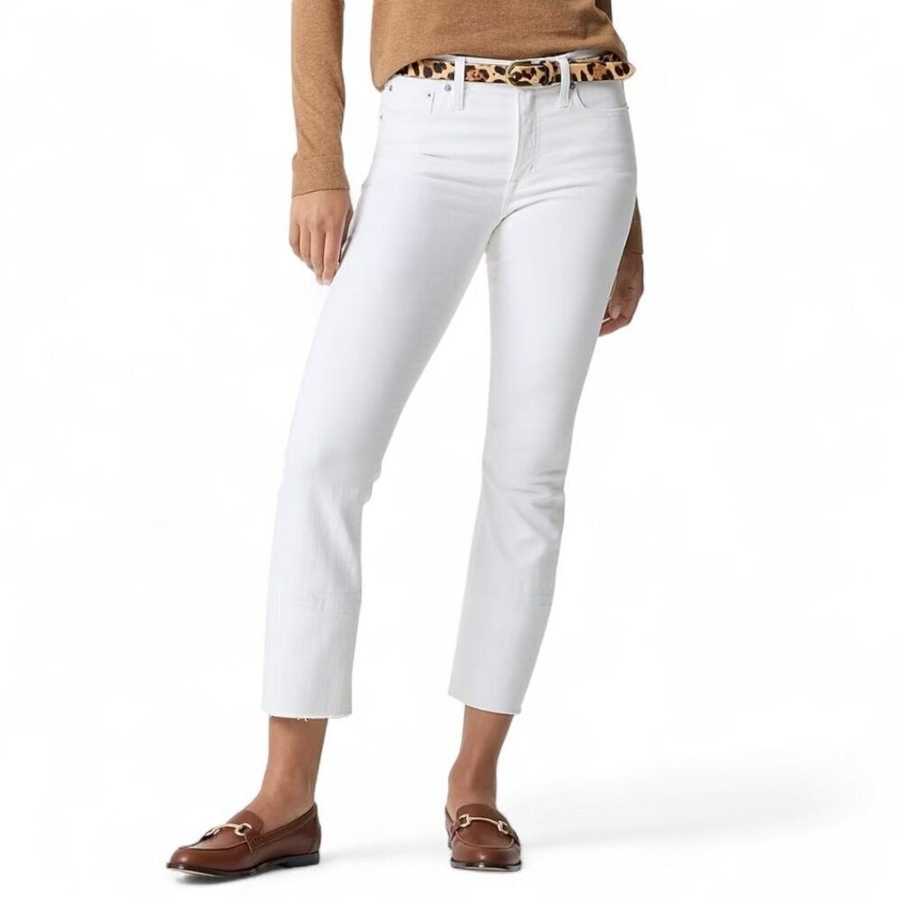 J.Crew Mid-Rise Flare Crop Jeans Signature Stretch White NWT Size 31 Tall